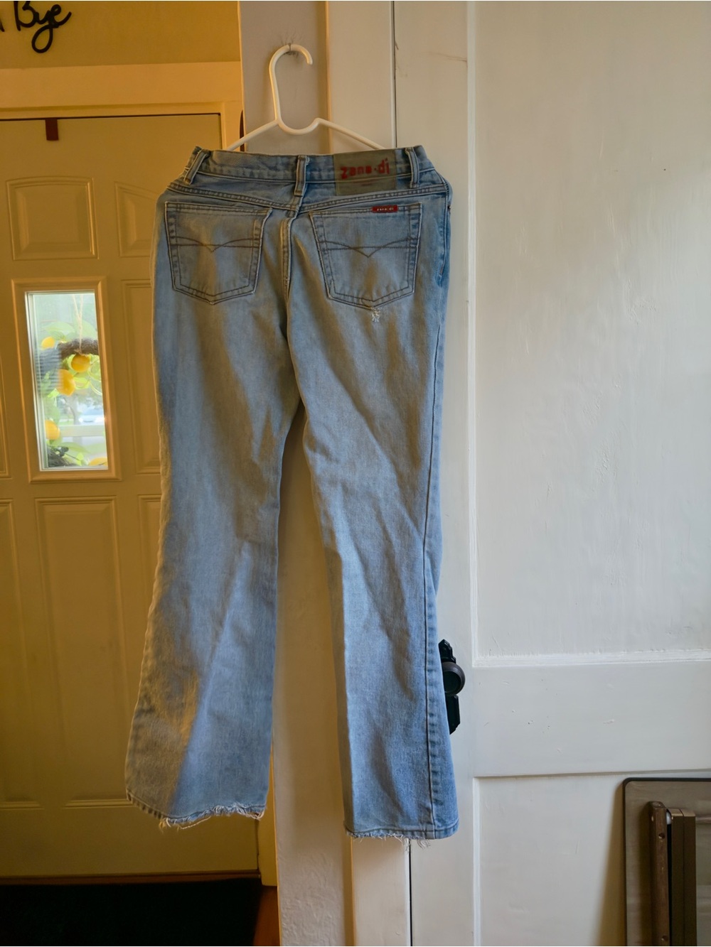 Zana Di Light Blue High-Rise Wide Leg Jeans with Knee Rip - Picture 8 of 10